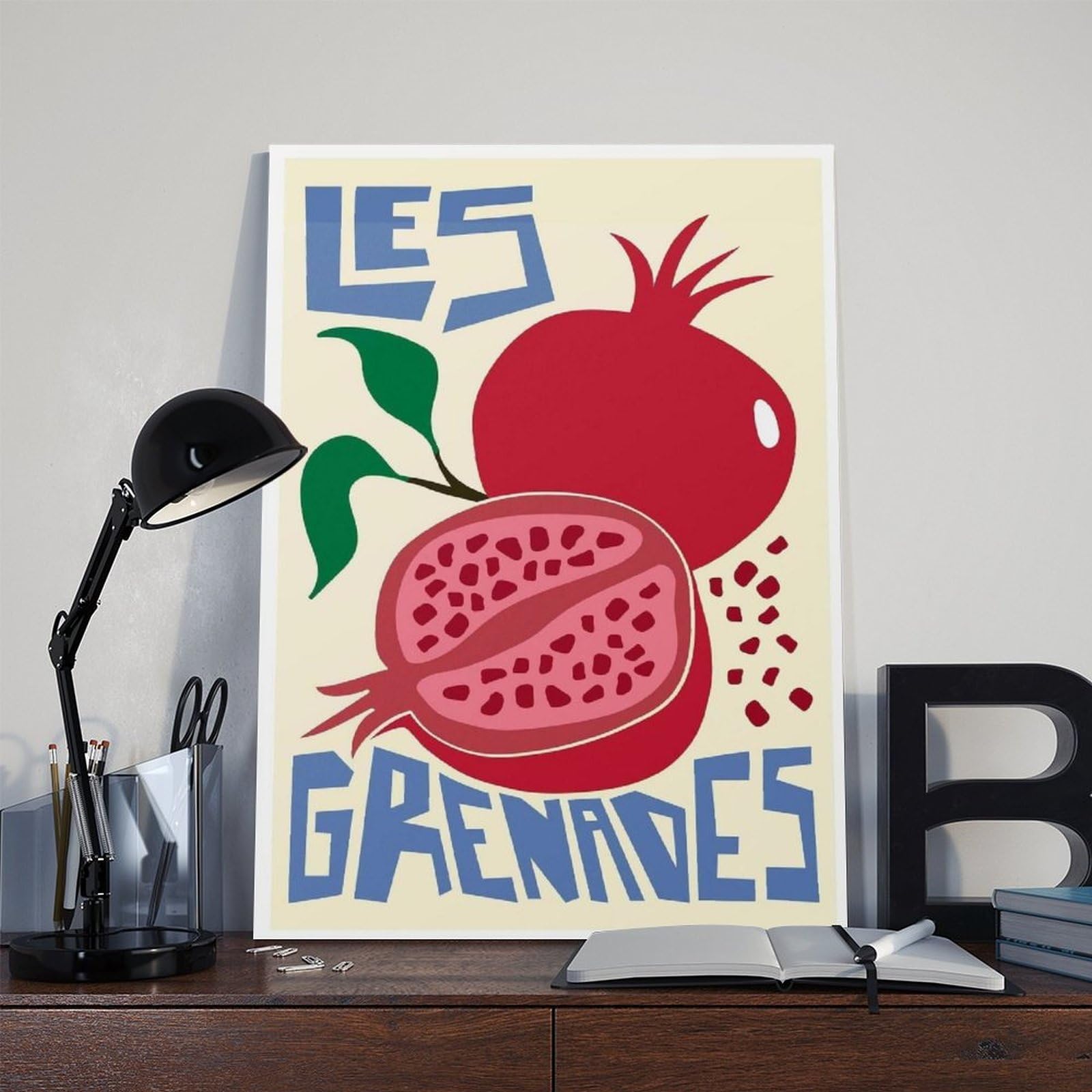 Granatapfel-Frucht-Illustrationsdruck, Leinwand-Poster, Wandkunst, Dekordruck, Bild, Gemälde für Wohnzimmer, Schlafzimmer, Dekoration, 50 x 75 cm