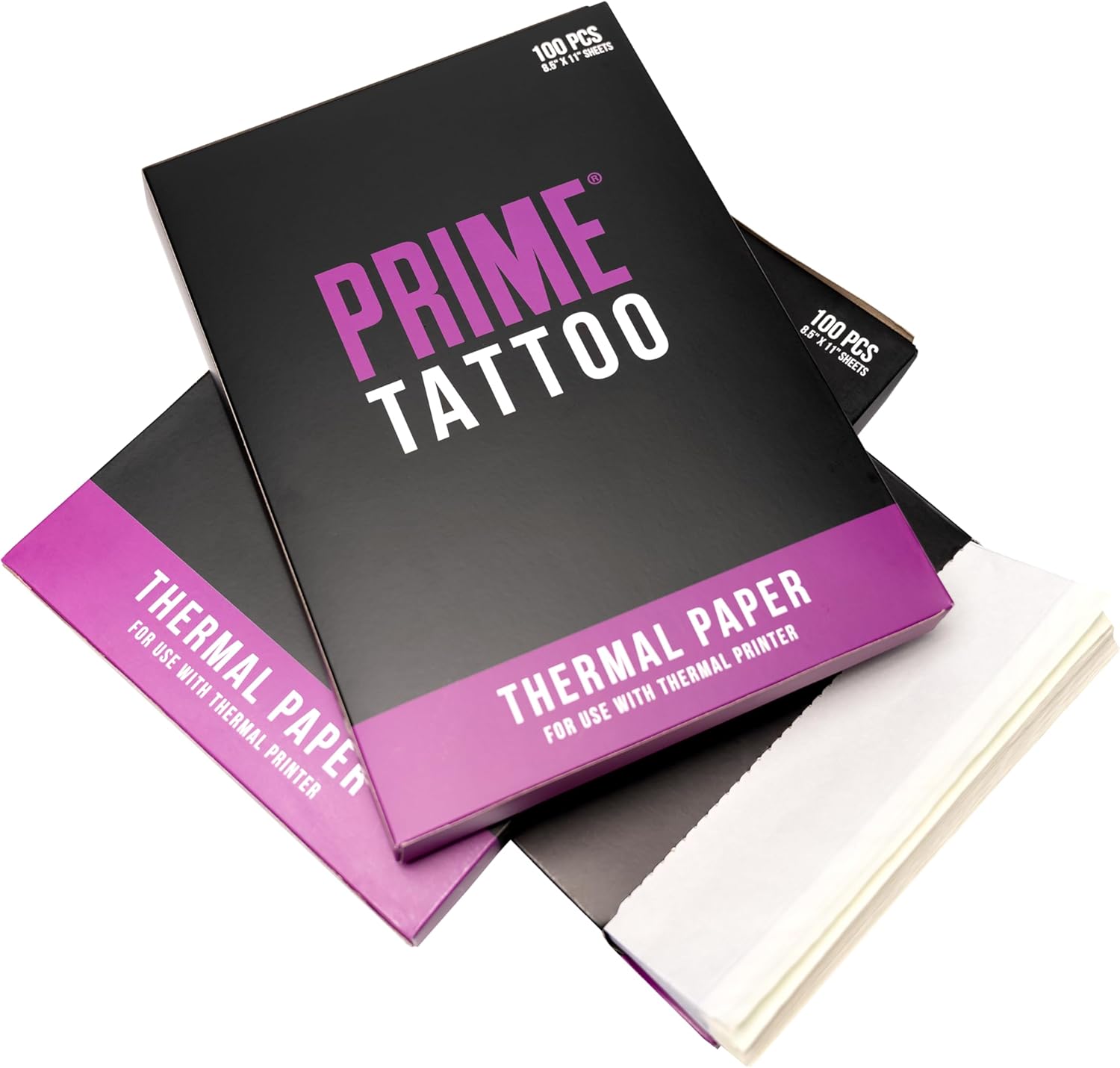 PRIME TATTOO SUPPLY Thermal Tattoo Transfer Paper, 100 pcs - 8"x11", Tattoo Supplies, Thermal Stencil Paper for Tattooing, Tattoo Tracing Paper for Tattoo Artists