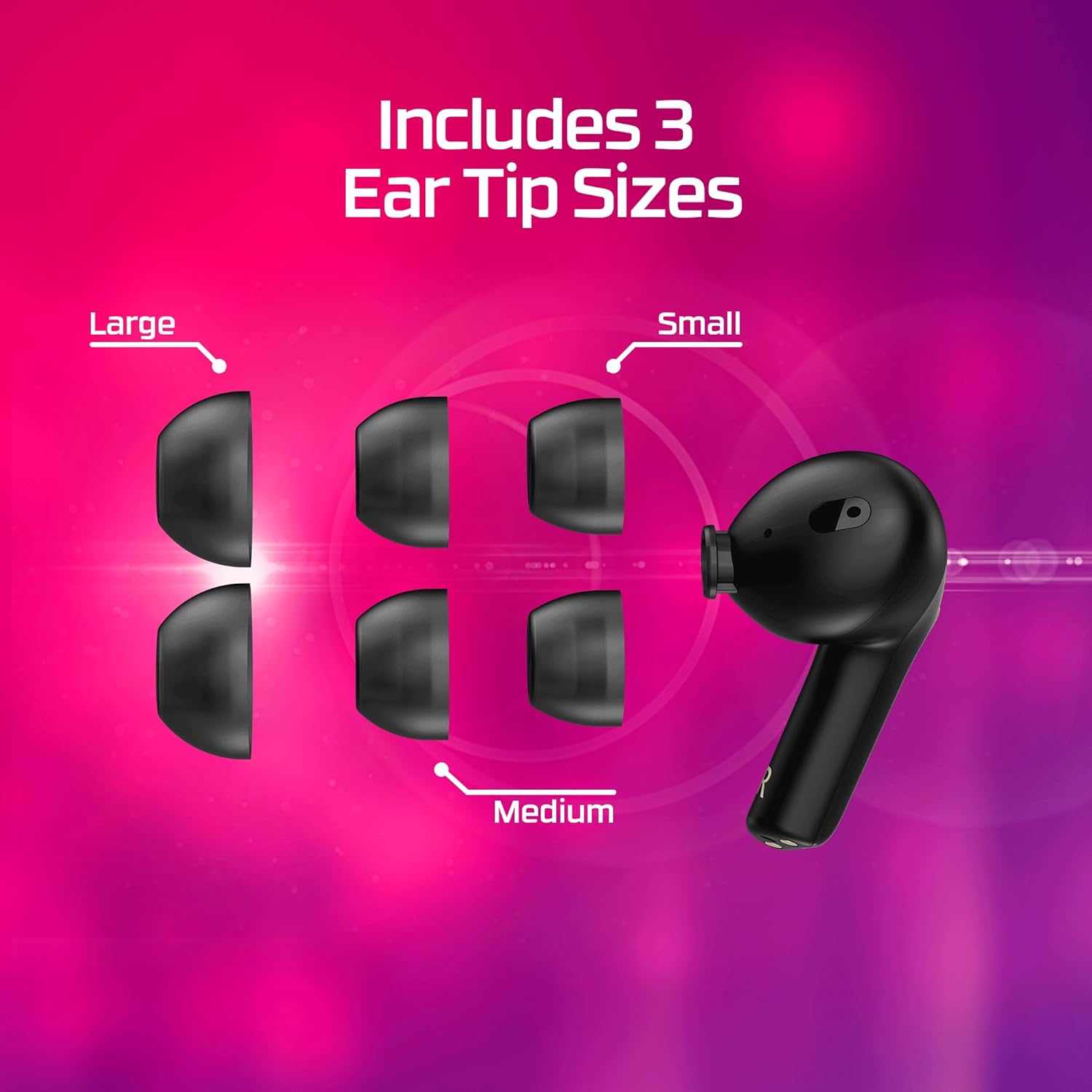 Three sizes of ear tips for HyperX Cloud Mix Buds 2