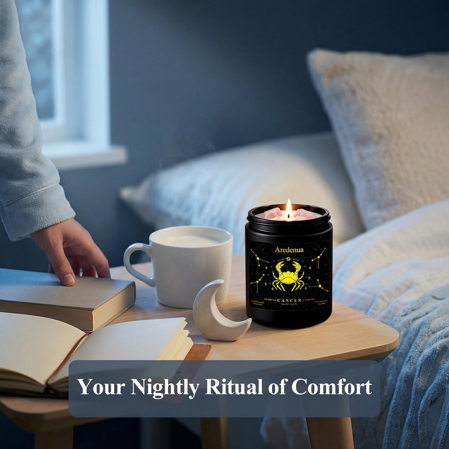 Cancer Candle | Cancer Gifts for Women Men, Zodiac Candles with Healing Crystals - 7oz Soy Candles for Home Scented - Astrology Birthday Gifts for Mom, Sister, Friends,... - Image 7