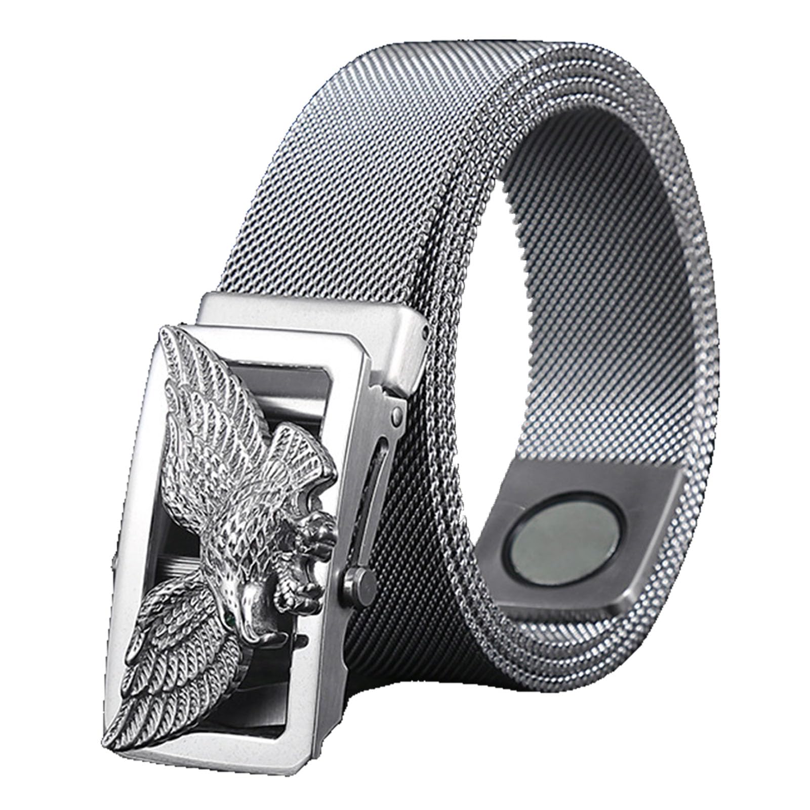 Ceintures tressées en acier inoxydable pour hommes, ceinture magnétique en métal avec boucle automatique en acier inoxydable à motif animal 3D