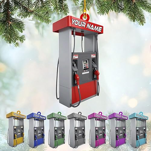MoonArt Adorno de Navidad con bomba de gas, divertido regalo de bomba de combustible, decoración de gasolinera (1, GPQ1)
