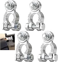 4 Pcs Battery Terminals, Car Battery Terminal Connector Clamps 12V/24V Positive Negative Universal Heavy Duty Stud Type Aluminium Alloy Battery Terminal Clamps for Motorcycles Cars Motorhome Ships