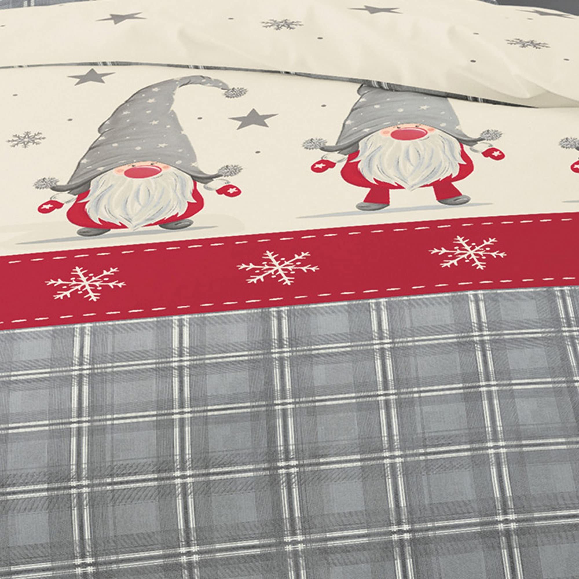 Bierbaum Biancheria da letto 3743, in flanella, 100% cotone, disegnata in Germania, grigio 10, 135 x 200 + 80 x 80 cm, multicolore