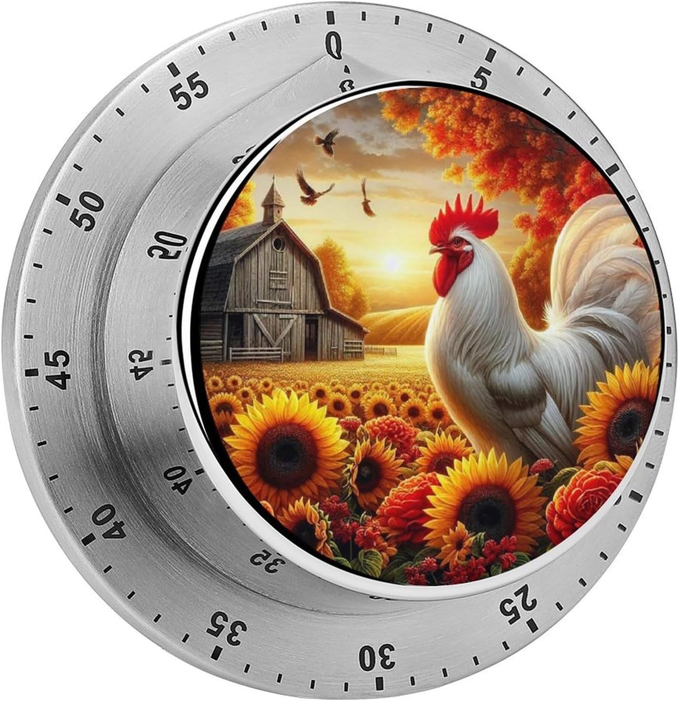White Rooster Fall Sunflower Farm Sunset Kitchen Timer