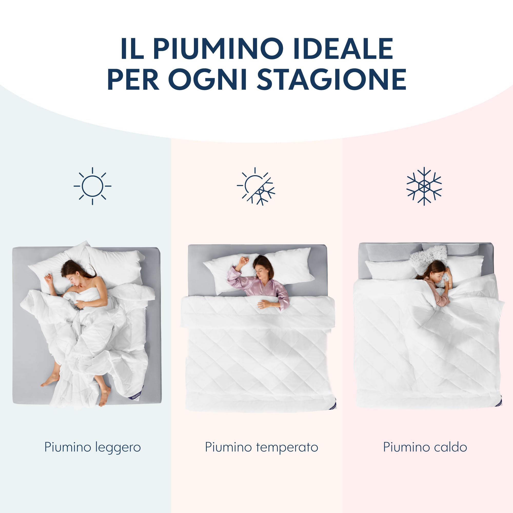 Dreamzie Piumino Letto Singolo Invernale 155x200 - Piumone 4 Stagioni 155 x 200 cm - Coperta Trapunta 155x200 di Microfibra Sintetico