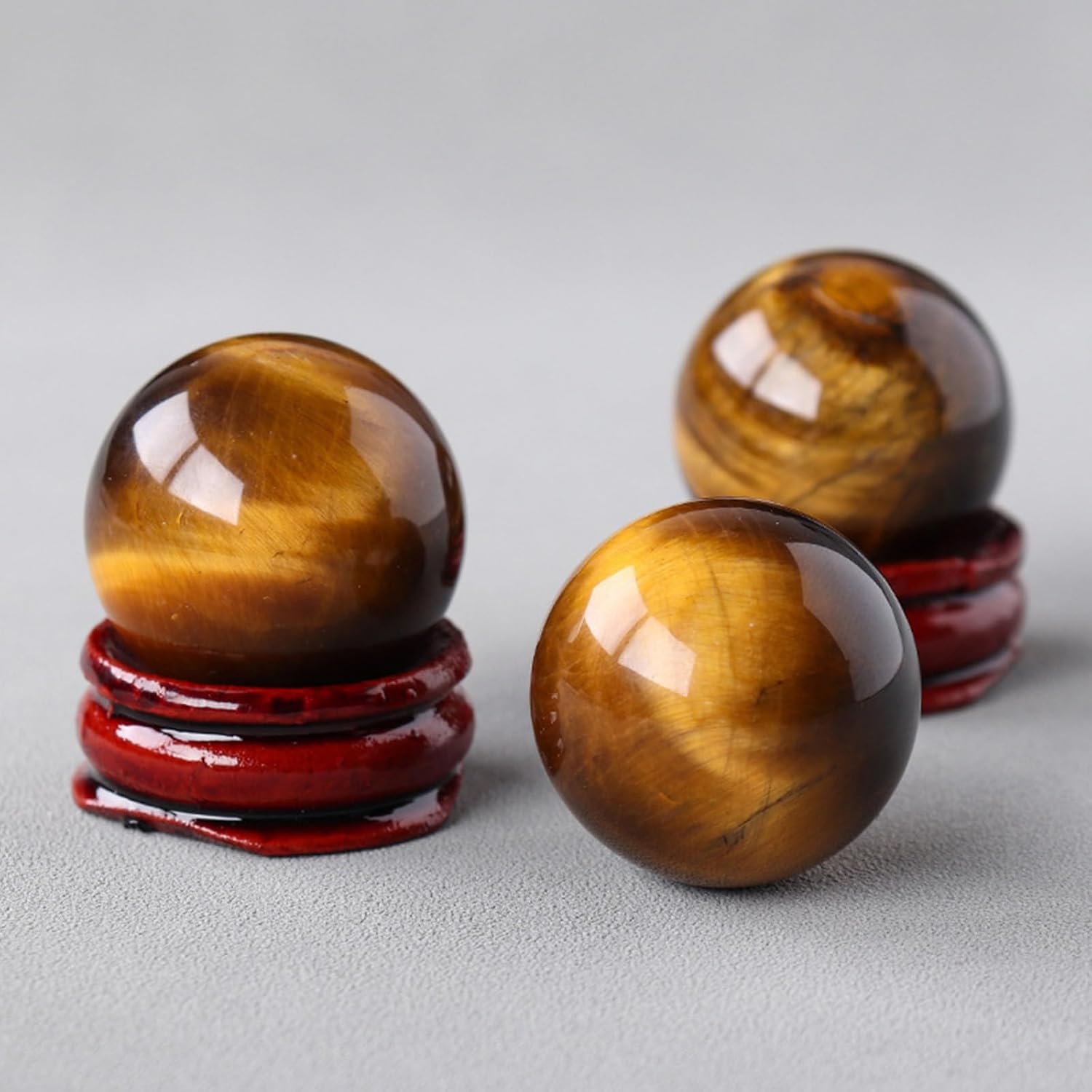 Home Decor Collectible Tiger's Eye Gemstone Sphere with Stand, Crystals Ball Divination Sphere for Feng Shui, 6cm/2.36in