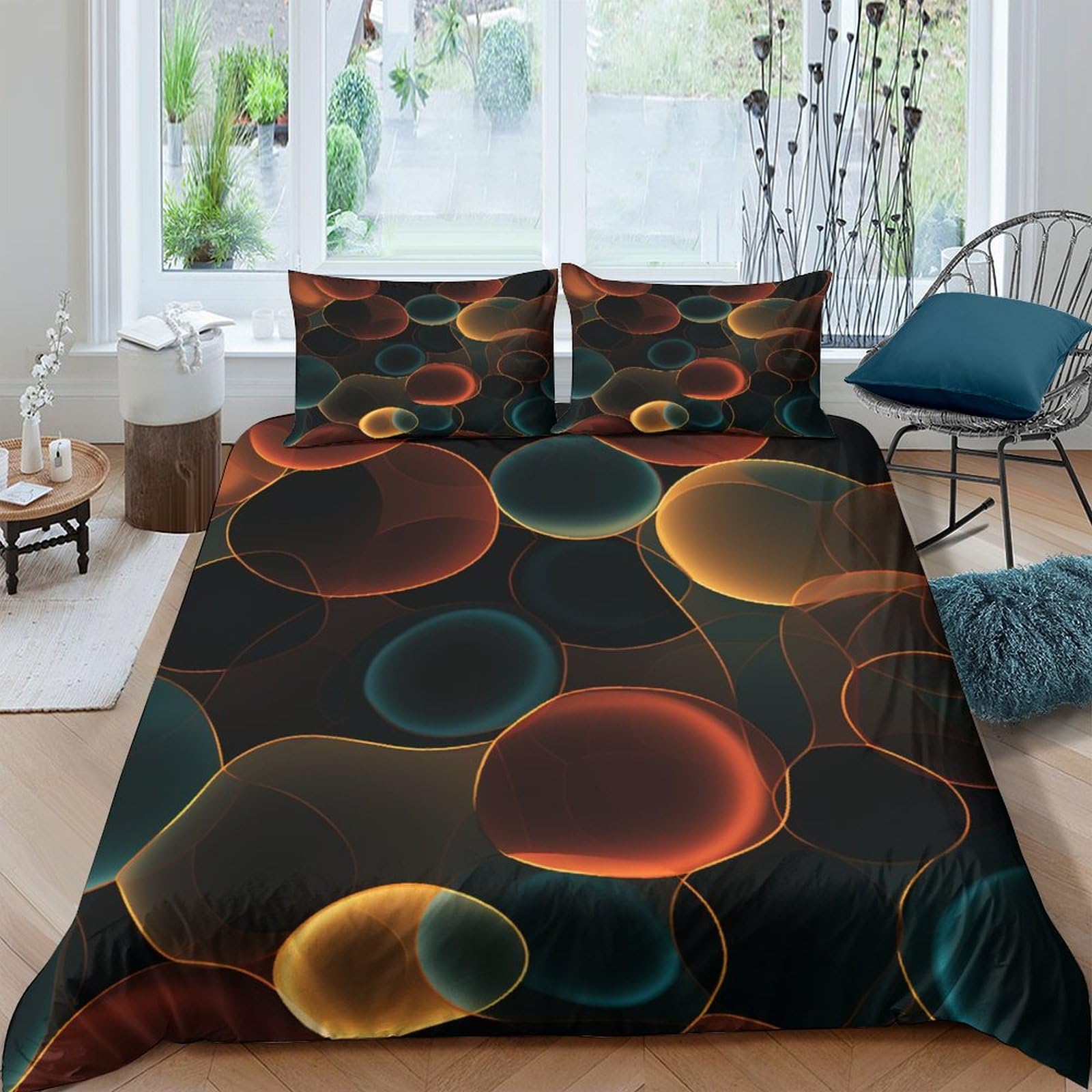 Housse de couette respirable et confortable en microfibre 3D Phénix de feu 200x200