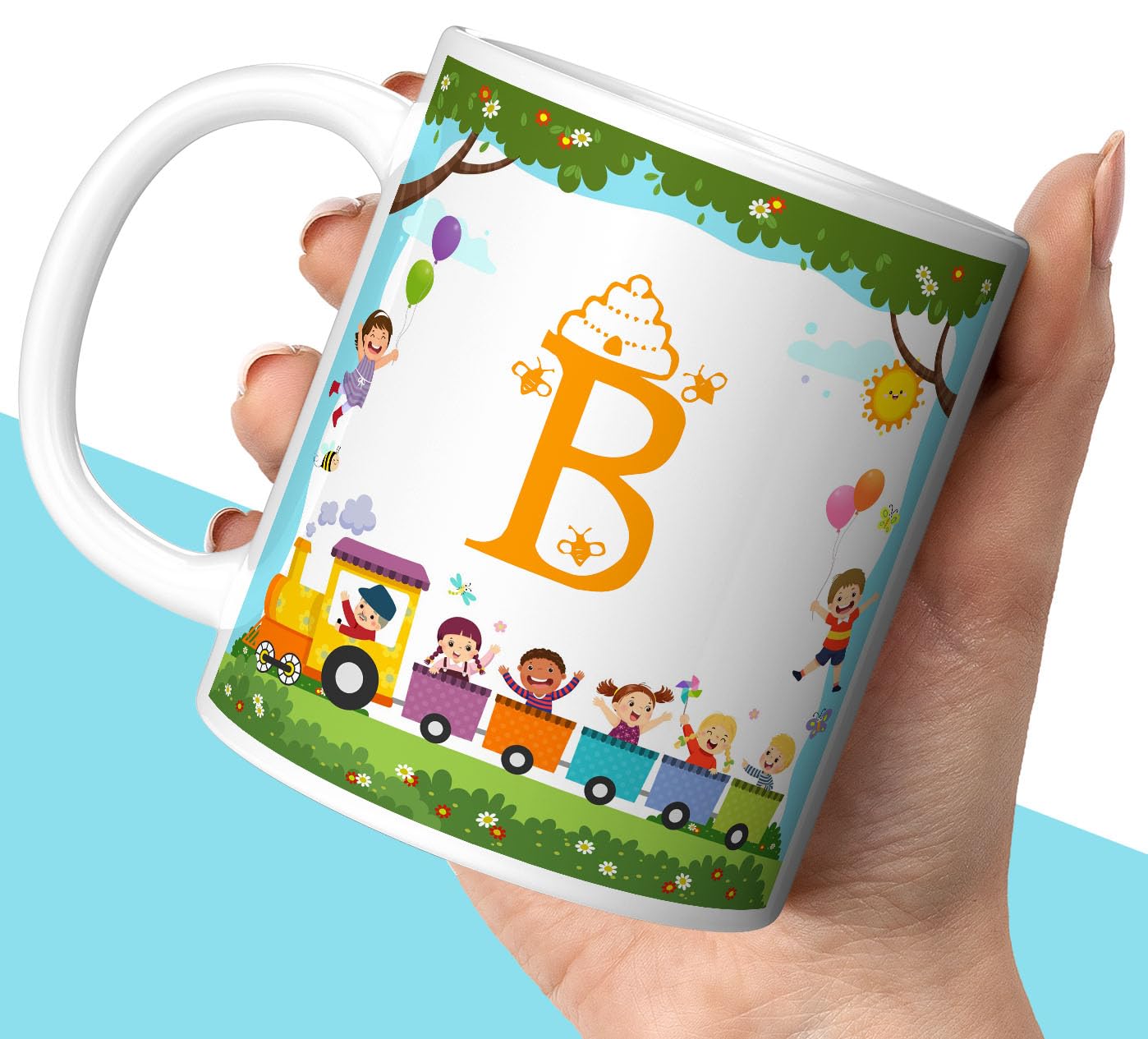 TrendoPrint Alphabet Letter B White Printed Coffee Mug for Kids, Girls, Boys & Loved Ones Best Return Gift for Happy Birthday & Any Occasion