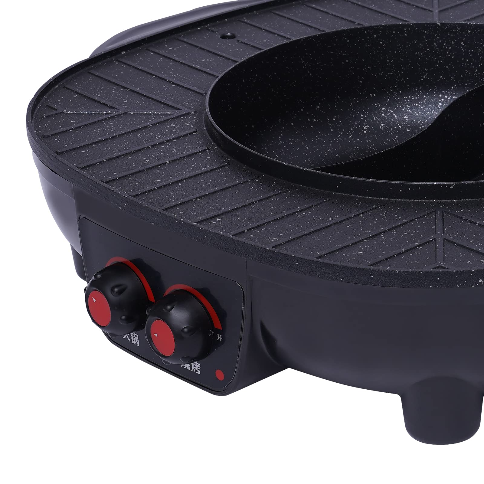 Pot de Fondue Party Food et Gril de Table Électrique Hot Pot et Gril Électrique 2 en 1 - Gril BBQ Coréen Électrique d'Indoor - Barbecue - Fondue - Raclette Pour 5-6 Personnes - 220V - 2000W