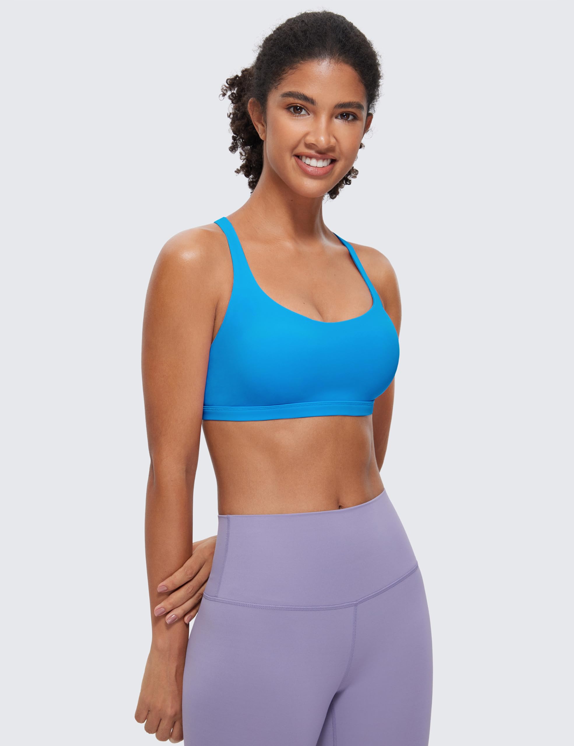 CRZ YOGA Strappy Sports Bras for Women - Criss Cross Back Sexy Wireless Padded Yoga Bra Cute Workout