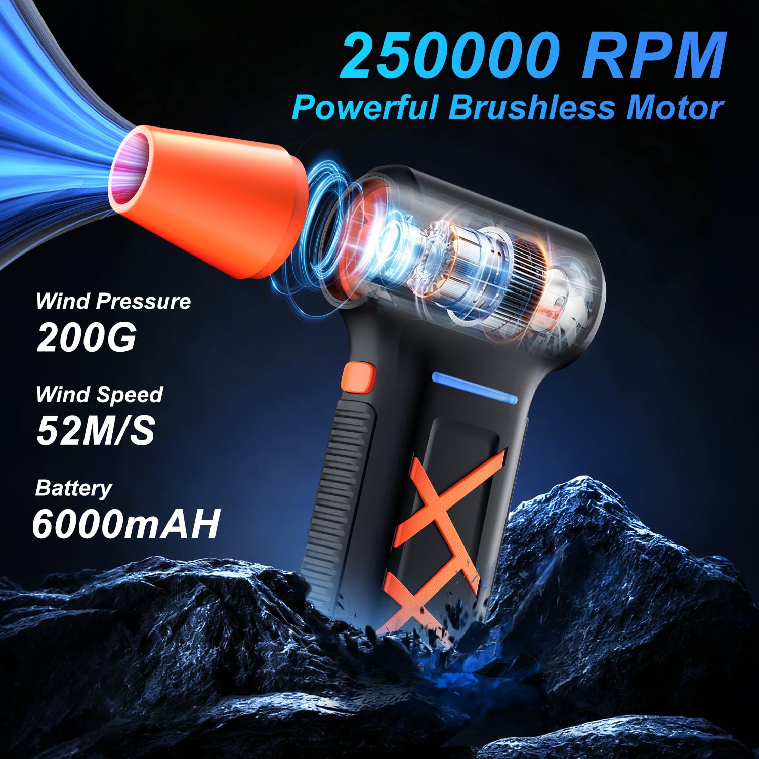 WHATOOK Souffleur Air Comprimé: 250000 TR/Min Pulvérisation d’Air Comprimé avec 270 Minutes d'autonomie Ultra-Longue, 3 Vitesses Souffleur Puissant pour PC Duster, Nettoyage PC, Maison, Voiture