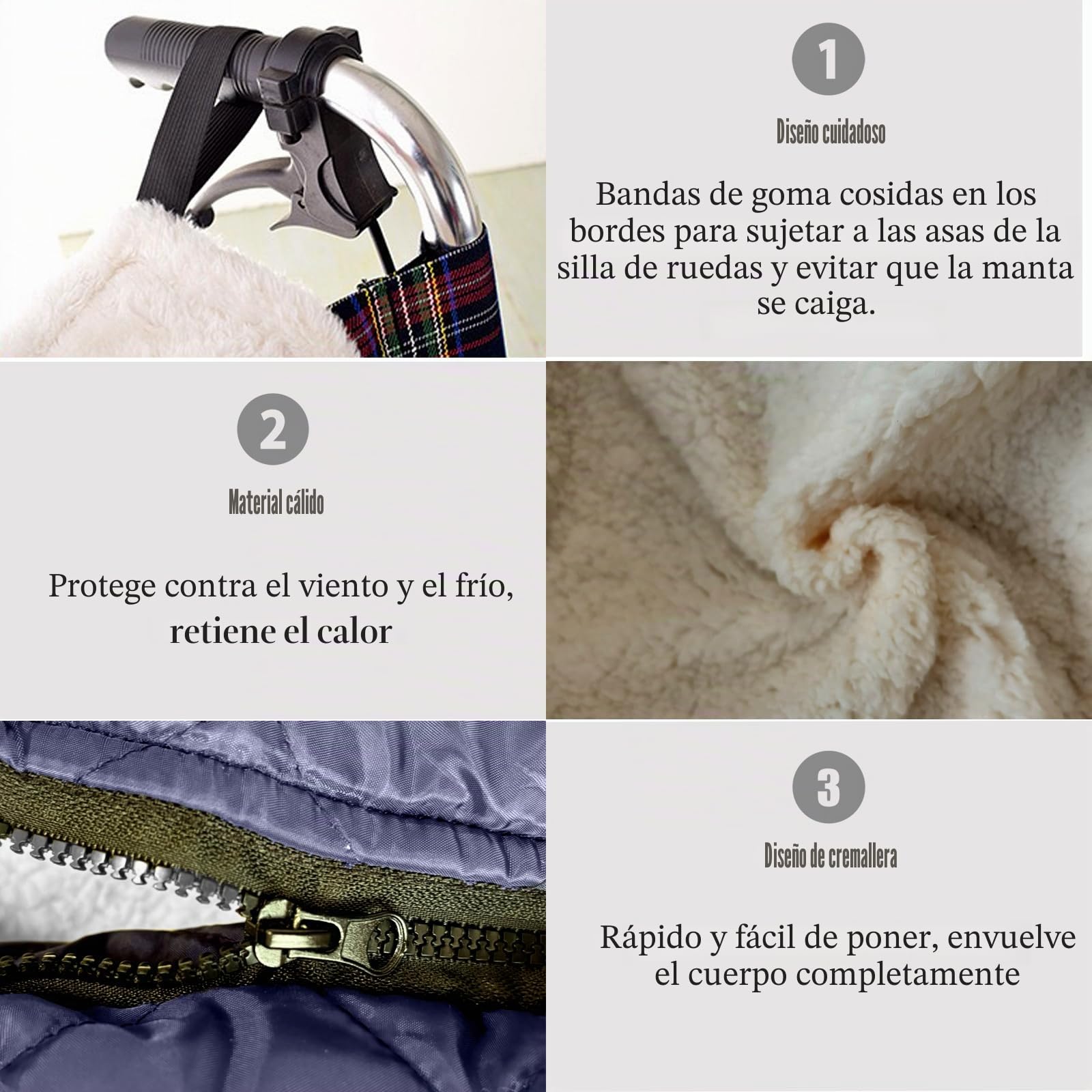 Manta térmica ligera para silla de ruedas, con cremallera, para la parte inferior del cuerpo, para personas mayores (azul)