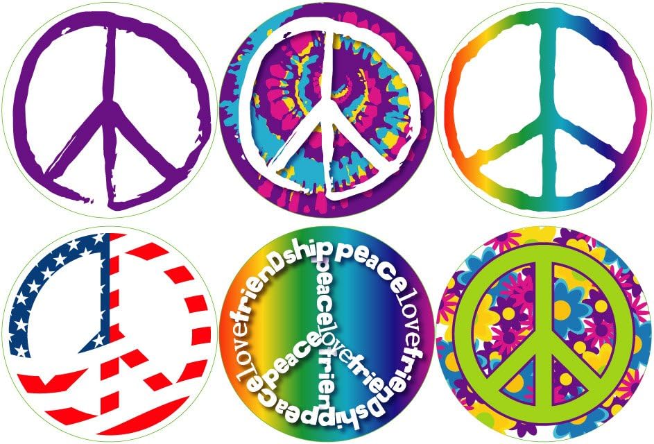 Easy Stick 6 Piece Multicolor Peace Signs - Vinyl Wall Art Decals