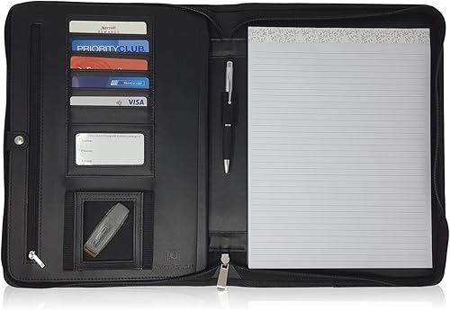 Miniatura 6 de Lautus Designs Portafolio de negocios con cremallera  Carpeta y organizador profesional negro mate con funda para tableta de 10.5 pulgadas y bloc de