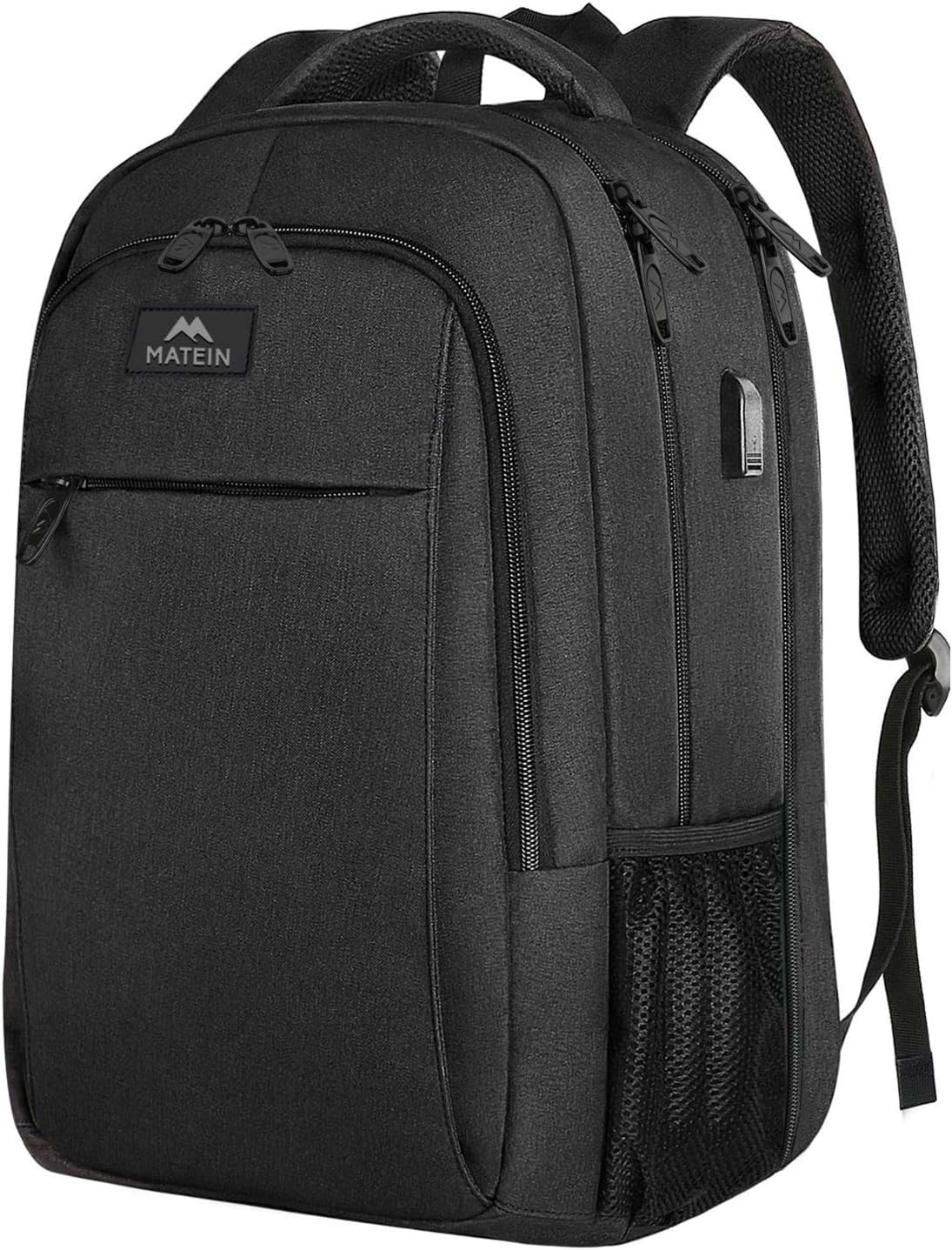 MATEIN Travel Laptop Backpack, Work Bag Lightweight Laptop Bag with USB Charging Port, Anti Theft Business Backpack, Water Resistant School Rucksack Gift for Men and Women, Fits 15.6 Inch, Grey — view 10