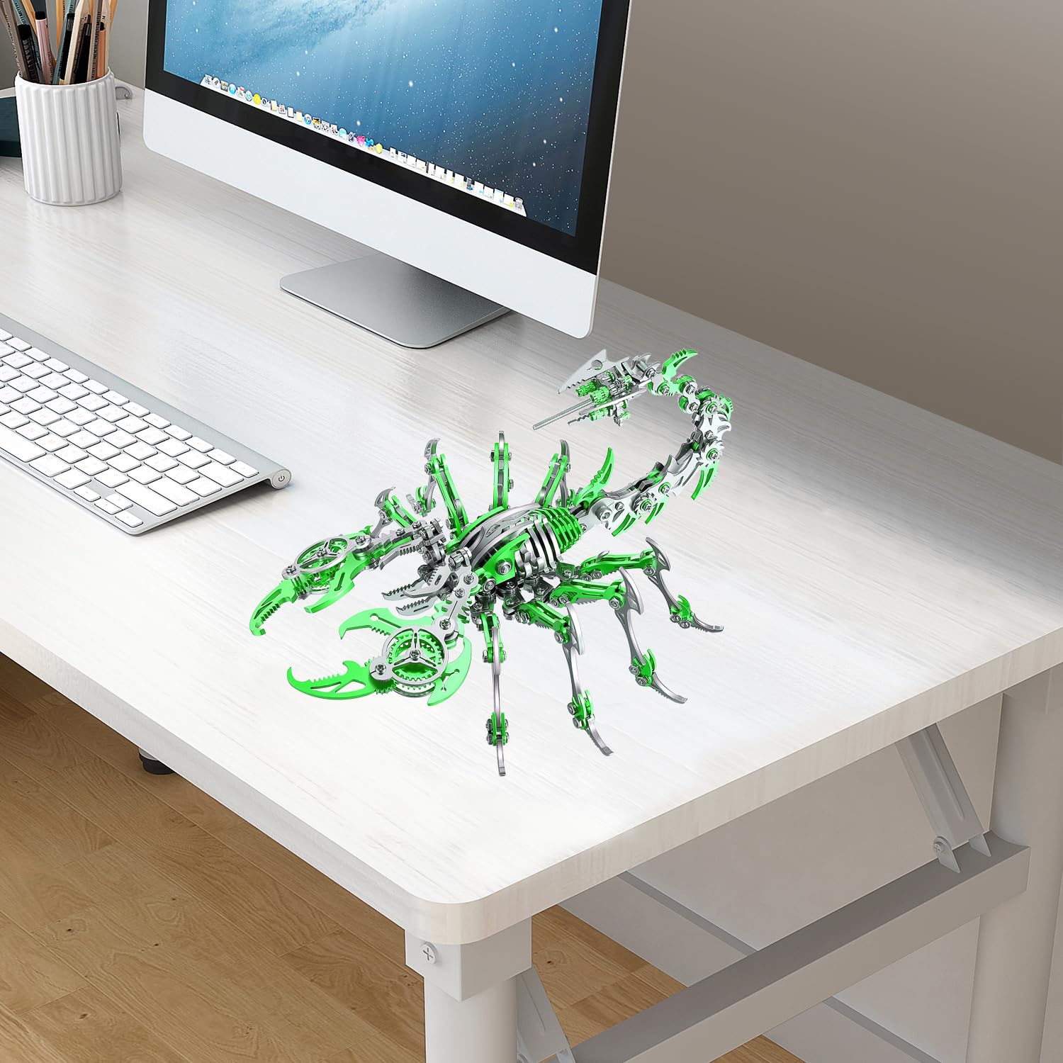 Puzzle 3D in metallo con scorpione meccanico Scorpion King, kit modello in metallo - Acciaio inossidabile 304, strumenti e istruzioni esperti, blocchi da costruzione per adulti (verde)
