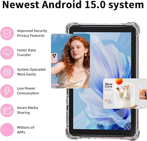 Miniatura 3 de PEICHENG Tablet con funda protectora, 7 "IPS 1024 * 600 Android 15.0 Tab PC RAM 8GB (3+5Expand)+ROM 32GB Bluetooth 5.0 WiFi6 2.4G+5G 2MP+5MP cámaras