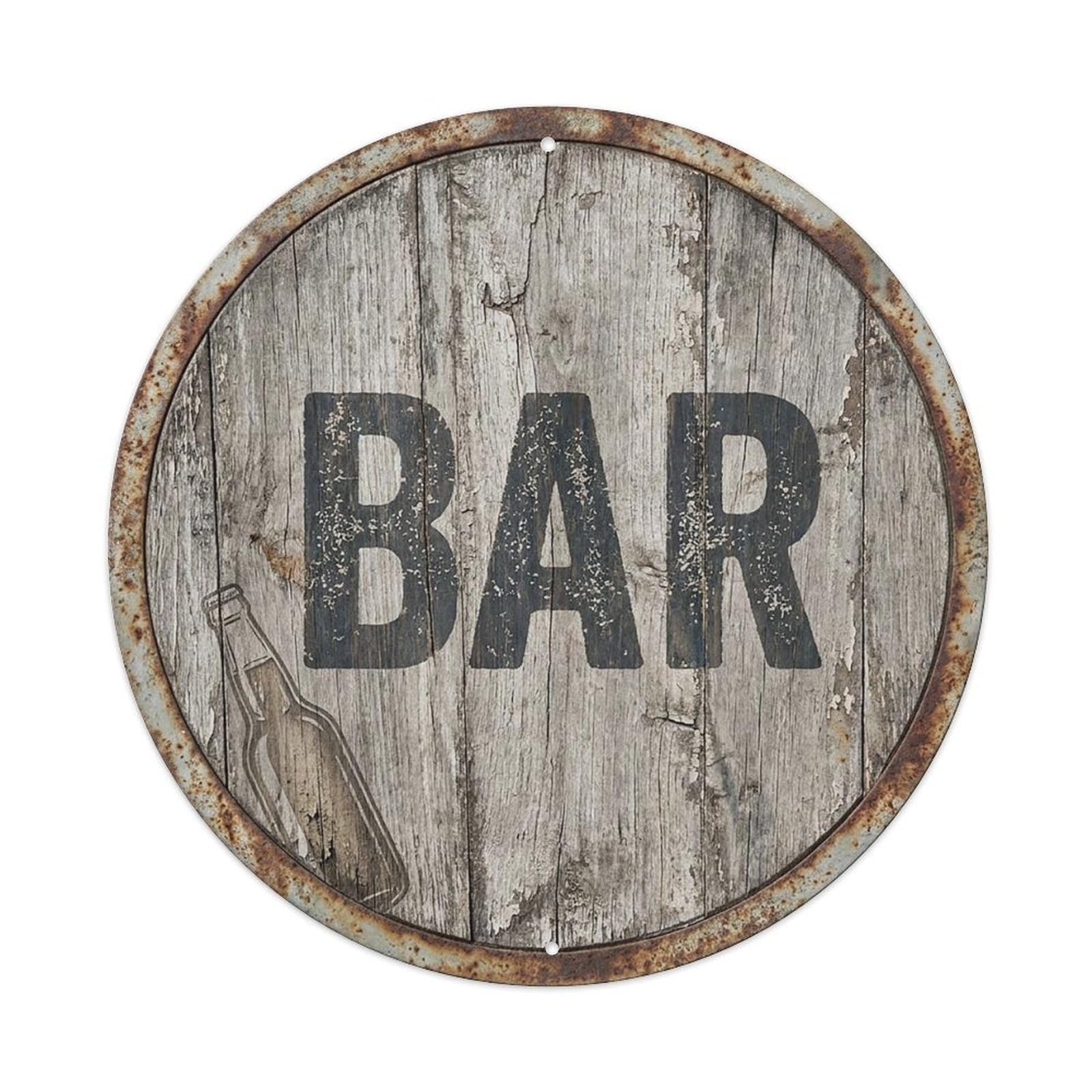 Vintage Beer BAR Driftwood Gray Retro for Pub Vintage Metal Tin Sign Plaque Wall Decor for Cafe, Club Bar, Office, Garden Metal Poster 8x8Inch