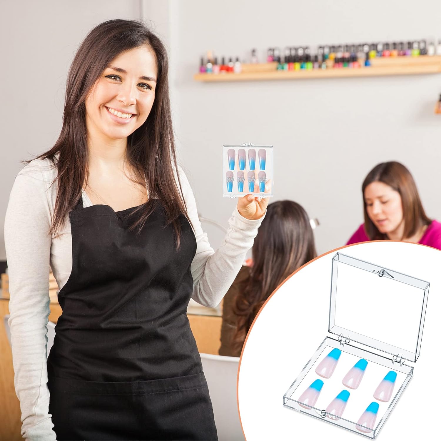 Pr On Nail Boxes Nail Display Case Adhesive Tape, Artificial