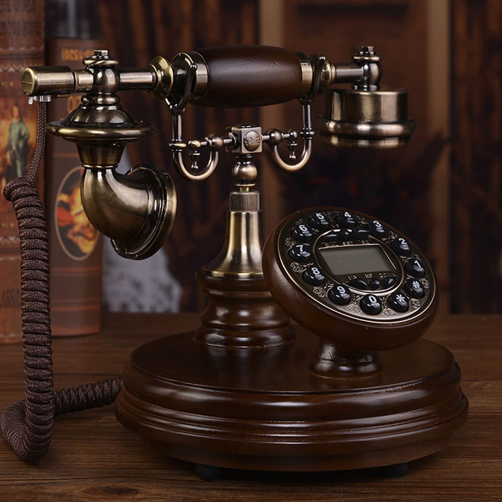 Telefono Vintage a Pulsanti, suonerie in Resina Telefono con quadrante Vecchio Stile Telefono Fisso Vintage in Resina Telefono in Stile Classico per la casa e l'arredamento