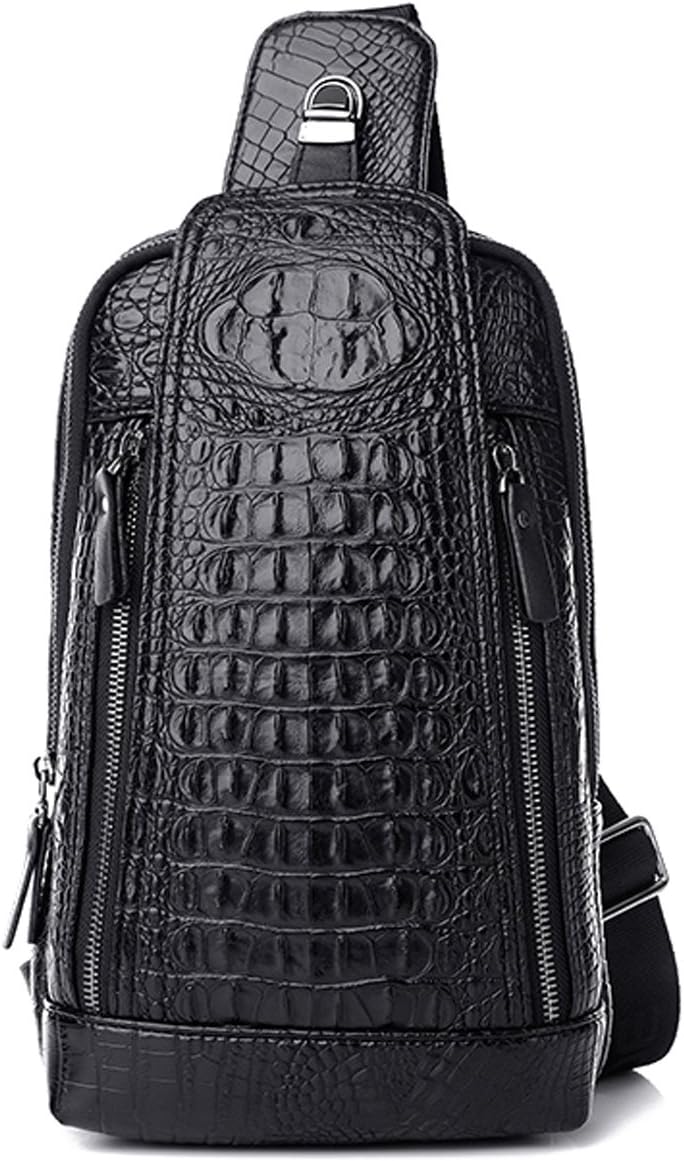 Mens Sling Bags Crocodile Leather Multipurpose Outdoor Shoulder Crossbody Chest Bag Satchels Hiking School Daypack