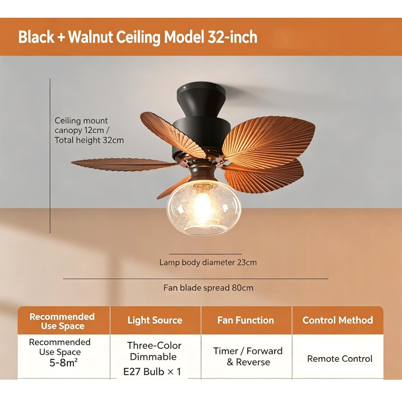 Luces for Ventiladores de Techo Fandelier LED de 32 Pulgadas