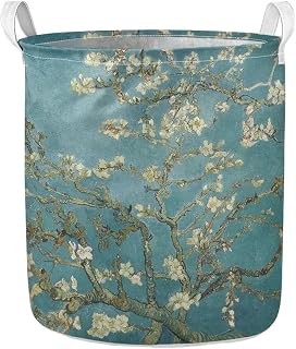 Frestree Van Gogh Almond Blossom Green Laundry Basket Large Baby Hamper with Handles Collapsible Laundry Hamper for Bathroom Bedroom College Dorm, Dirty Clothes Washing Bin Kid's Toys Storage Basket