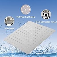 Vista 44 de Cabezal de ducha de lluvia con brazo de extensión ajustable de 11 pulgadas, cabezal de ducha cuadrado grande de acero inoxidable de alto flujo