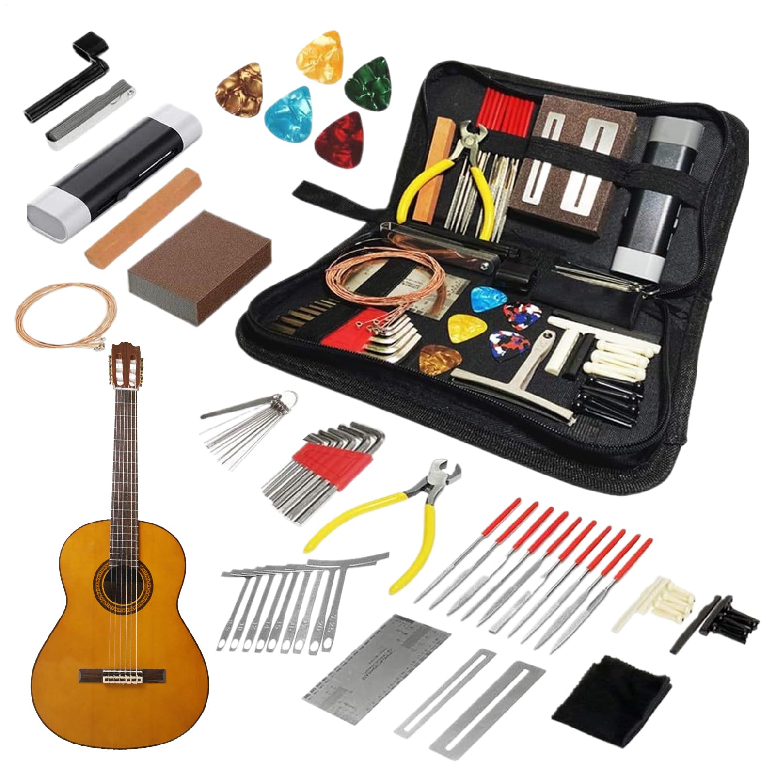 Kit Reparación Guitarra Set cuidado y accesorios mantenimiento | Kit de reparación y mantenimiento Kit Limpieza Mantenimiento Instrumentos Cuerda Set Cuidado Para Guitarristas Eléctricos