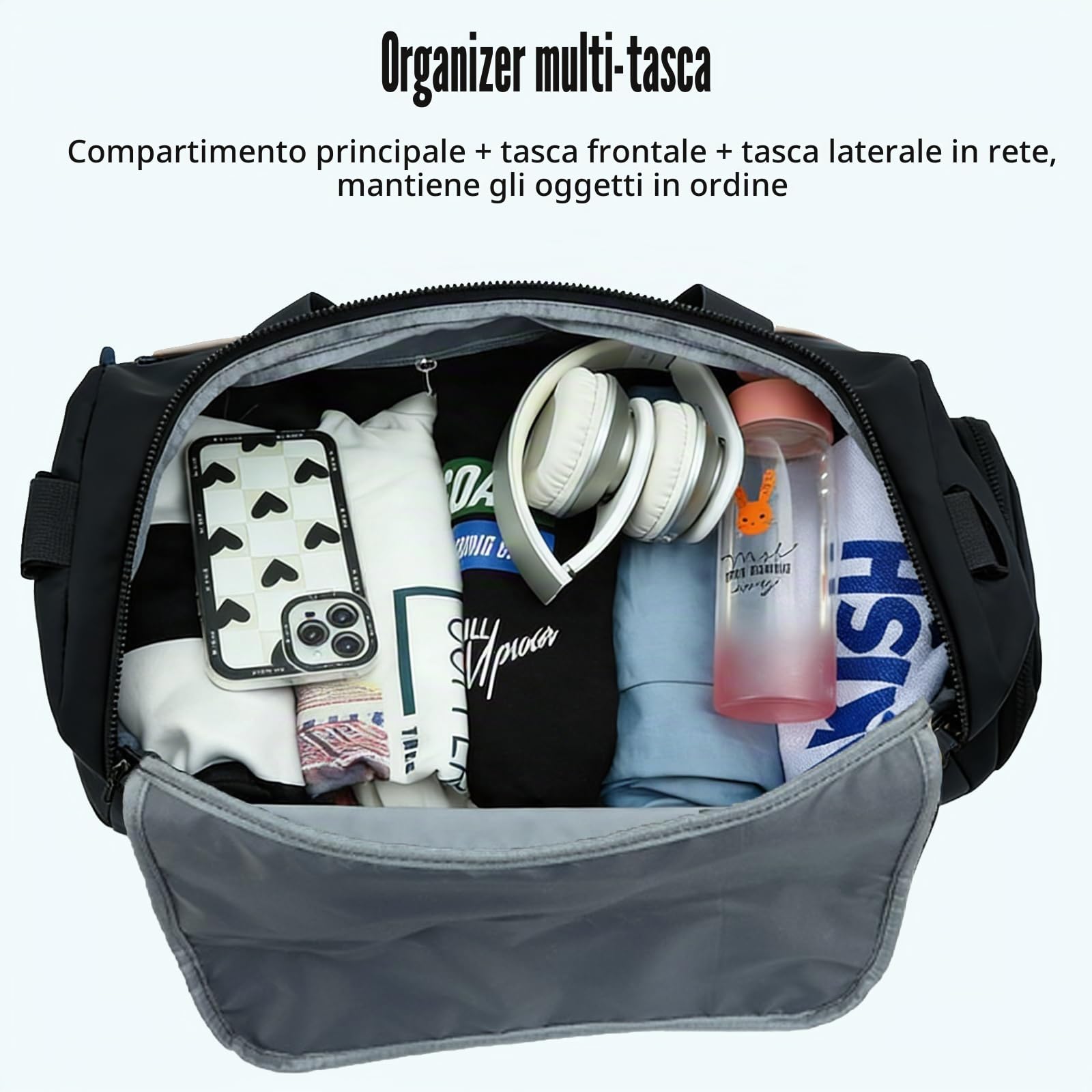 Borsone da palestra per donne e uomini, 31L, borsa da viaggio sportiva con scomparto per scarpe e tasca per capi bagnati, tracolla imbottita per fitness e allenamento, borsa sportiva grande da viaggio