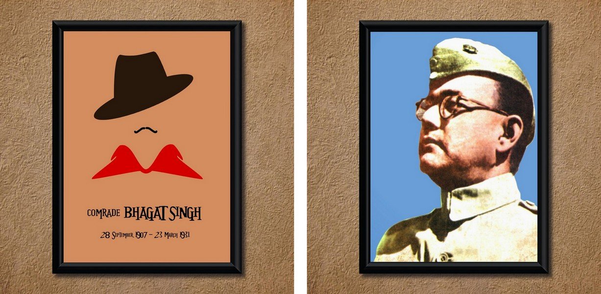 Advance HotlineAdvance Hotline Comrade Bhagat Singh & Netaji Bose Wall Poster (with Frame) (Combo)