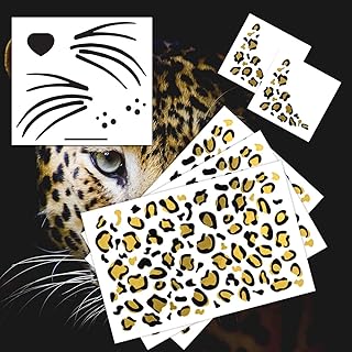 Kit de tatuaje temporal de cara de leopardo, ...