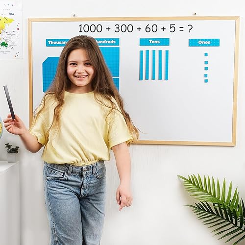 Miniatura 3 de Simply magic 131 + 4 unidades de base magnética azul jumbo de diez bloques para matemáticas + encabezados, manipuladores matemáticos, base de 10