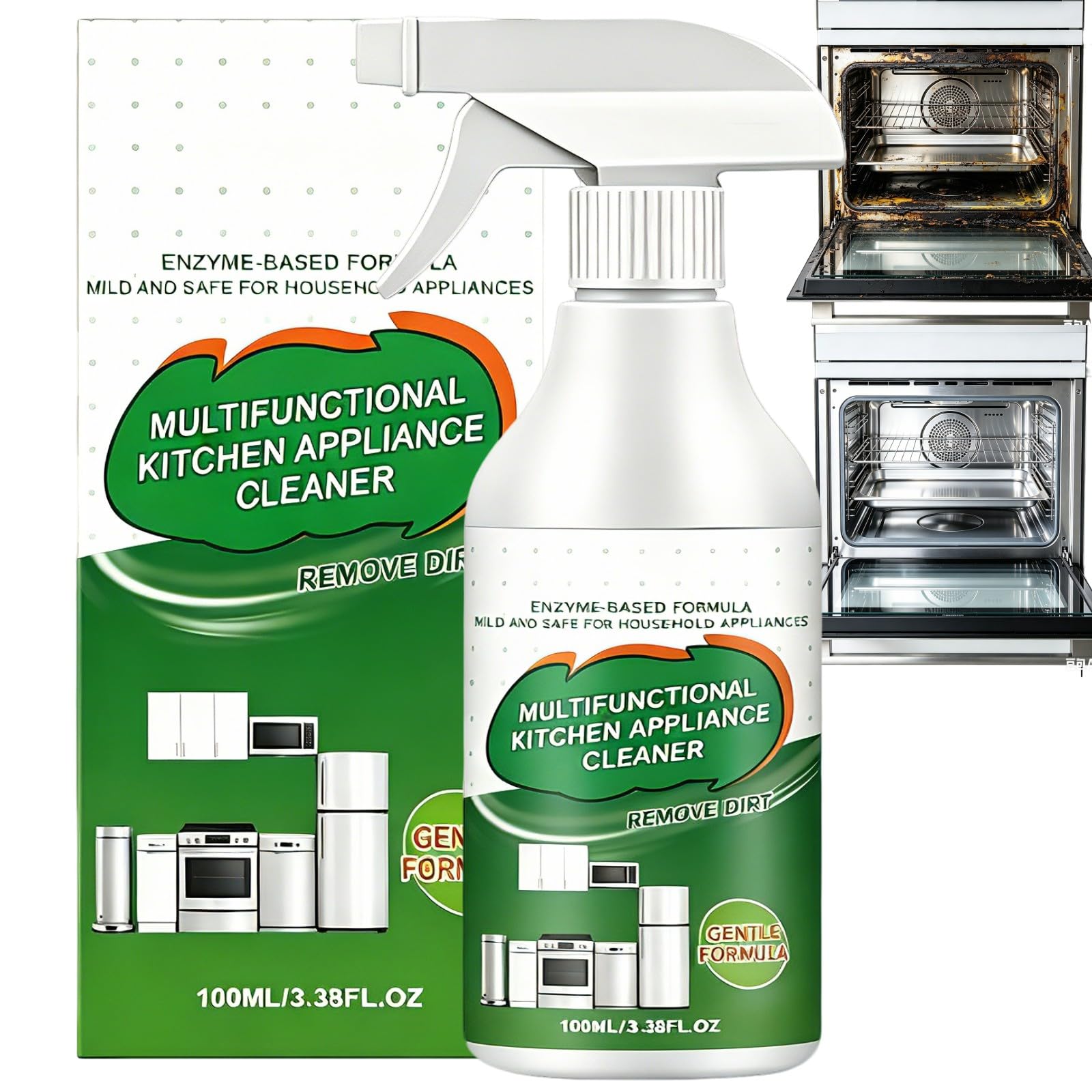100ml Heavy Duty Ofenreiniger Spray, effektiver Küchenentfetter für verbranntes Fett & Backwaren, Mehrzweck-Schaumreiniger für Herd & Herdplatte, Heißluftfritteuse, Mikrowelle, Grill & BBQ (6pcs)