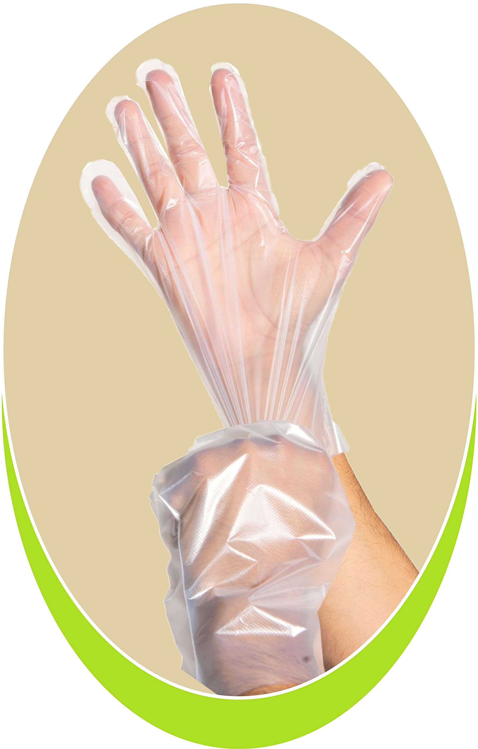 PSI Plastic Greenware Gloves Eco-Friendly Compostable Waterproof Multipurpose Disposable Hand Gloves | For Restaurant, Kitchen, Bathroom, Cleaning, Washing (50 Pairs), Pack of 1