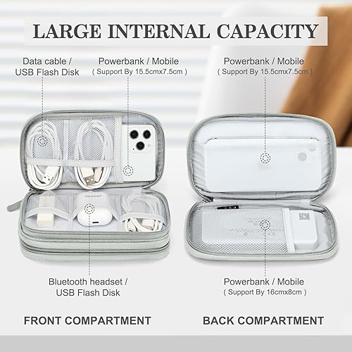 Vista 245 de FYY Organizador para cosas electrónicas, para viajes, para cables, cargadores, celular y auriculares, estuche portátil, impermeable, doble capa