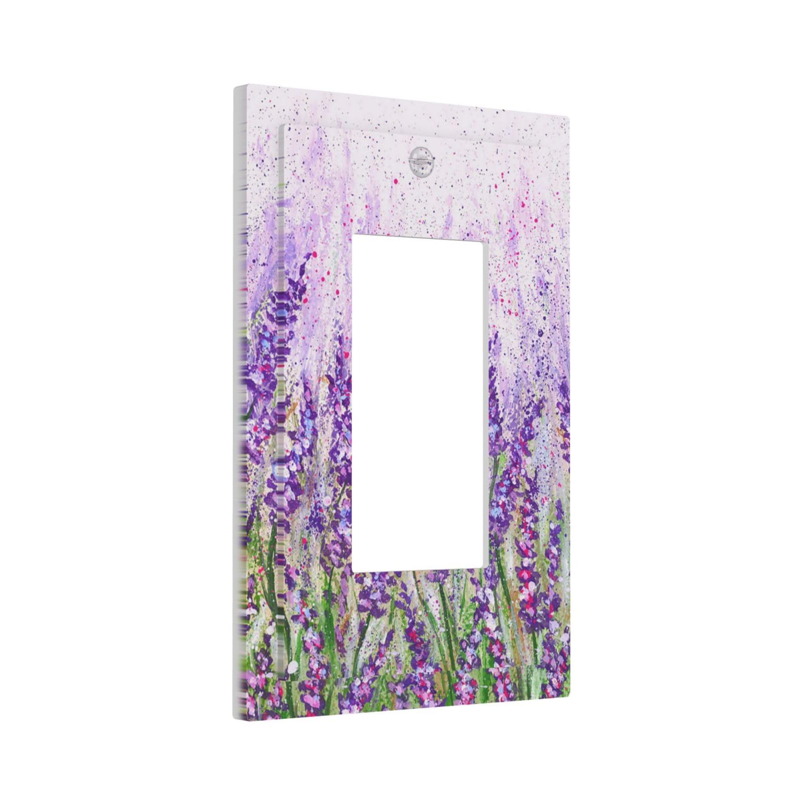 Lavender Flower Light Switch Cover — Single Toggle Decorative Wall Plate, Purple Farmhouse Style For Bedroom, Kitchen, Living Room