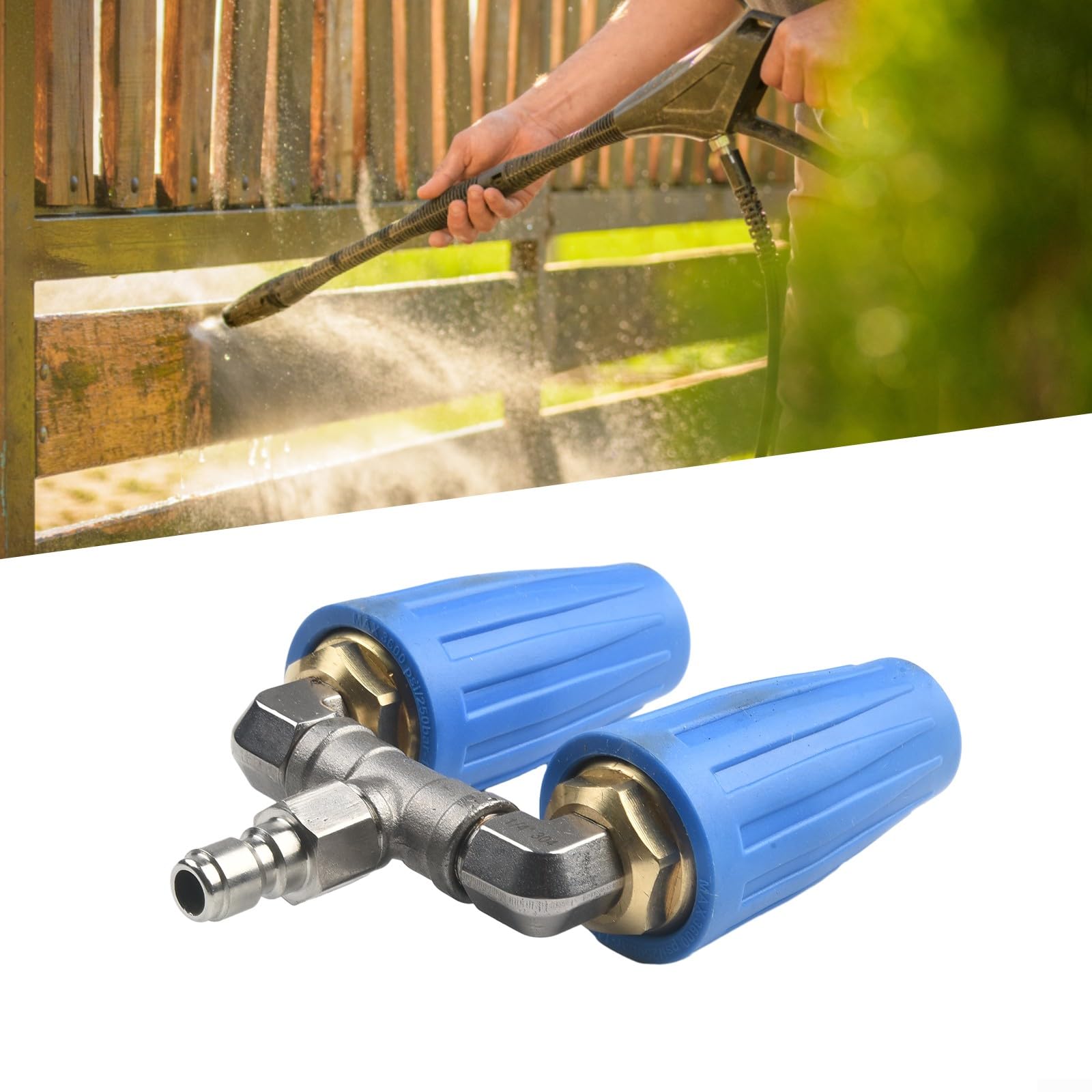 Rondella ad alta pressione Rotante Dual Turbo Ugello Spray Tip1/4 "4000PSI 4-6GPM, Rotante Doppio Turbo Ugello per Idropulitrice Pistola Spray Accessorio