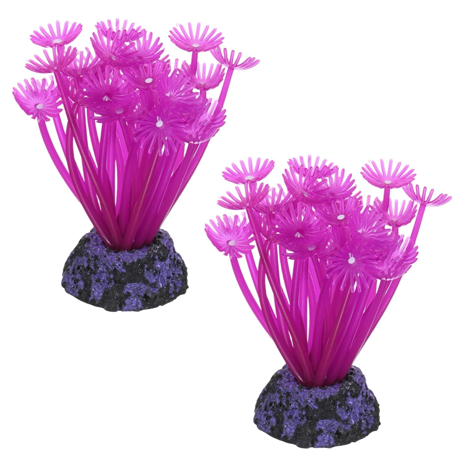 M METERXITY 2-Pack Artificial Sea Anemone Decor, Silicone Coral Aquarium Fish Tank Decoration for Freshwater and Saltwater Aquariums/Nano Setups, Fish Tank Ornament [Purple]