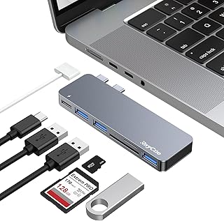 USB C Hub Adapters for MacBook Pro 14/16 inch 2021, MacBook Pro Adapter MultiportMac USB C Dongle with Thunderbolt 3, USB3.0*3, SD/TF Card Reader, MacBook Pro Accessories for MacBook Pro Air 2022-2018