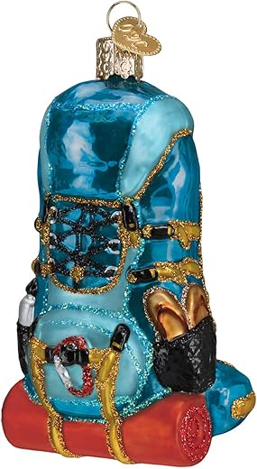 Old World Christmas Backpack Ornament, Hiking Blue