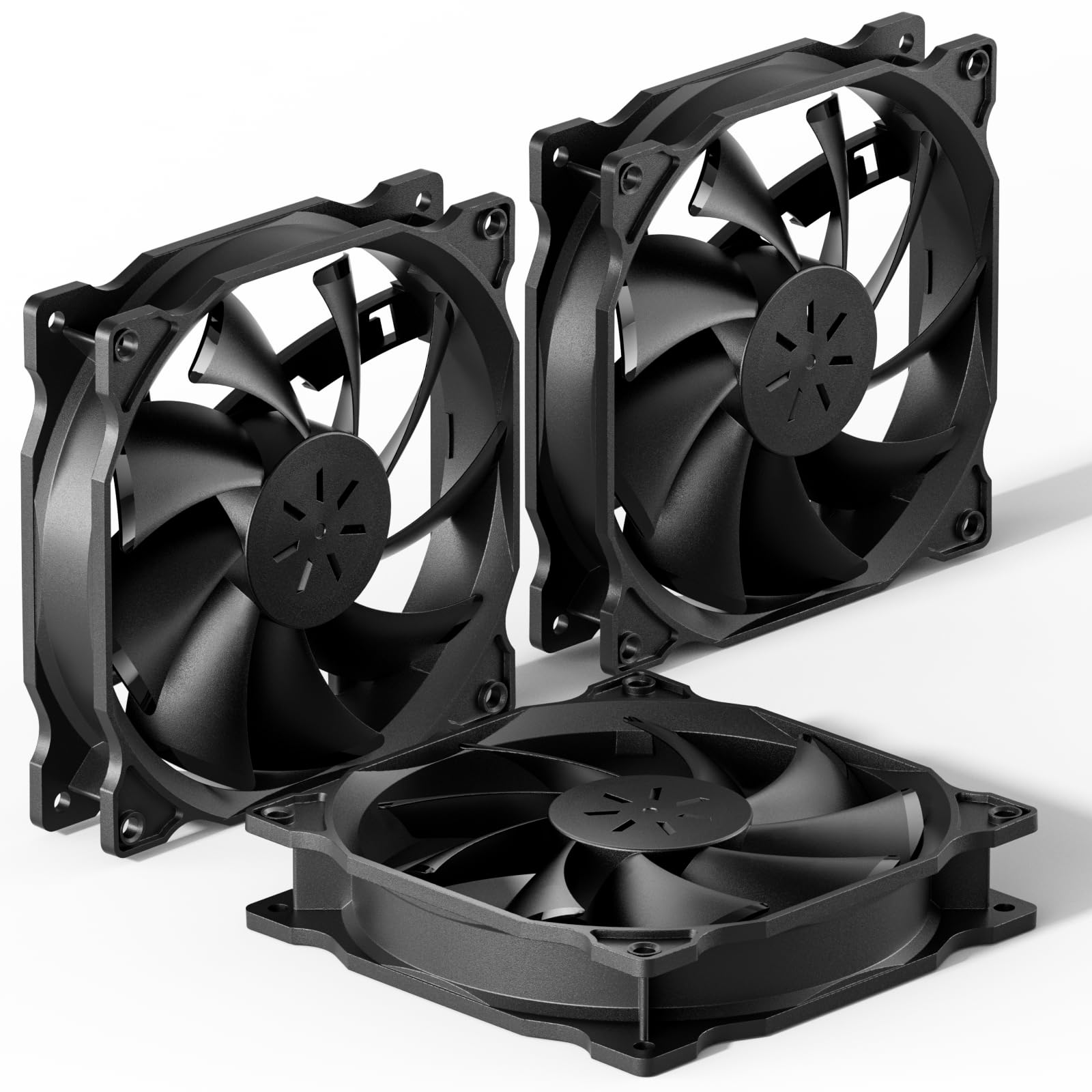 upHere gaming ventilador pc 120mm para ventiladores pc,Ventilador de PC silencioso 3 Pack (Negro)12BK3-3