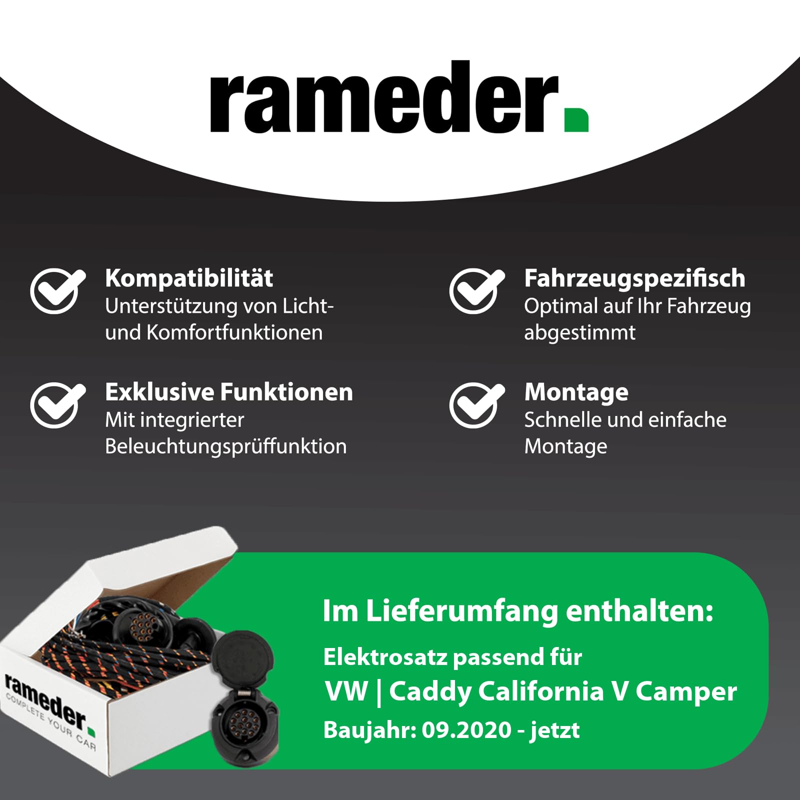 Anhängerkupplung starr Oris passend für VW Caddy California V Camper Typ SBB/SBJ Baujahr: 2020-jetzt inkl. 13 poligem spezifischen CAN-Bus Elektrosatz | rameder. Komplettsatz - ASP