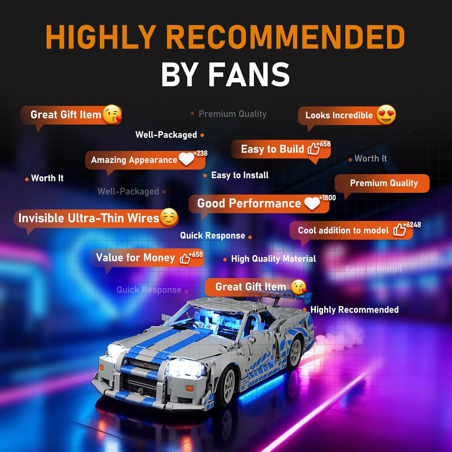 LIGHTAILING Led Light for Lego-42210 2-Fast-2 Furious Nissan Skyline GT-R (R34) Car - Valentine’s Day Edition - Easy Install, Hidden Wiring, Home Decor & Gift-Ready (Model Not Included)