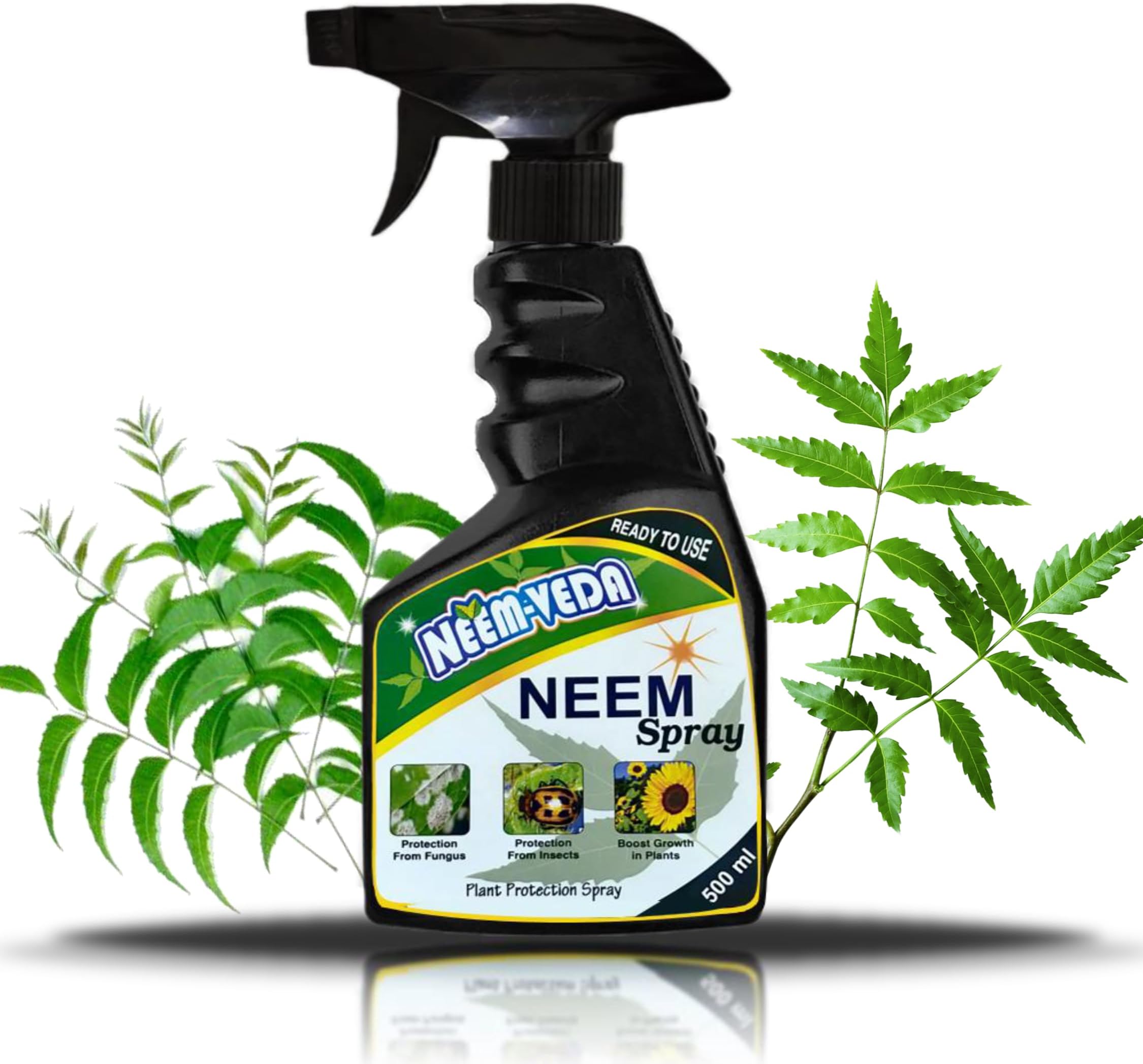 Neem-Veda Neem Oil Spray for Plants Insects 500ml | Organic, Natural neem spray | Remove mealy bugs, plant fungus, plants insects | Plant pest control-with ml cup