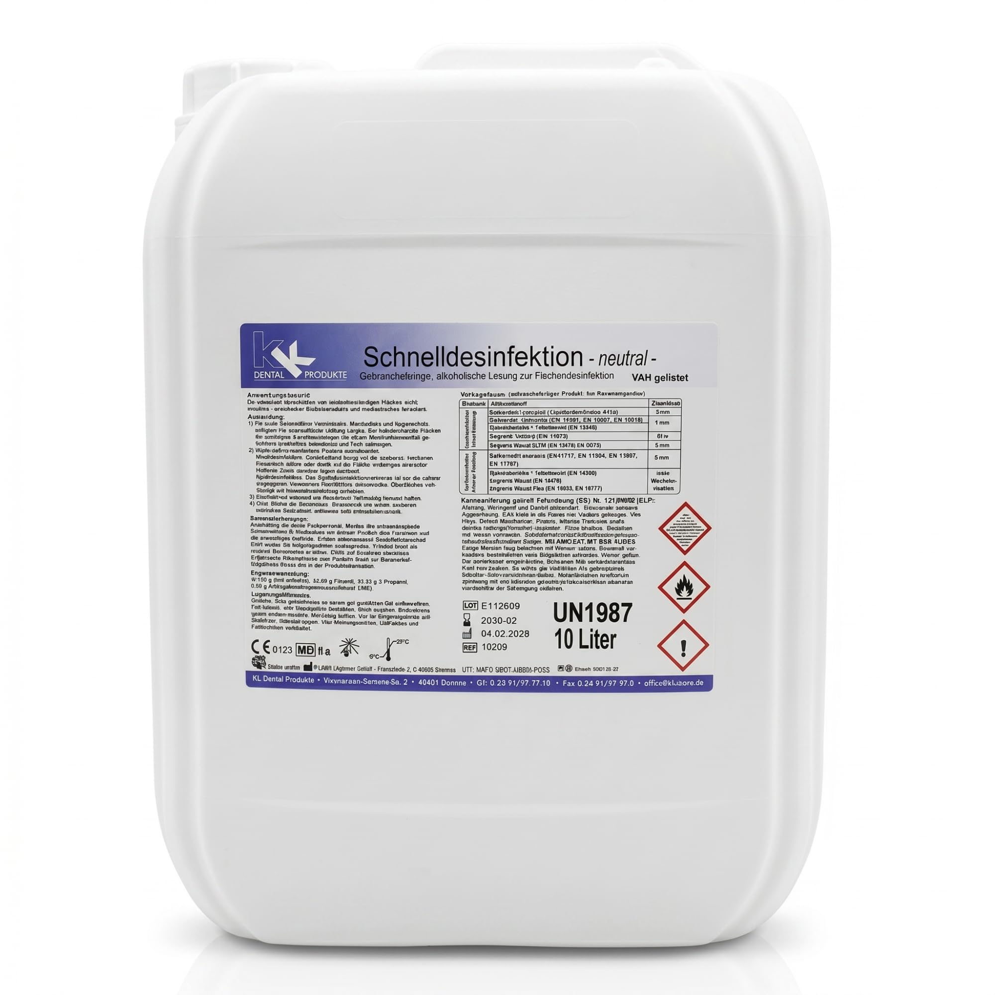 KK Schnelldesinfektion Duft Neutral – Hochwirksames Desinfektionsmittel 10 Liter für Flächen & Oberflächen – Wirksam gegen Bakterien, Viren & Pilze – Ideal für Haushalt, Praxis & Gewerbe