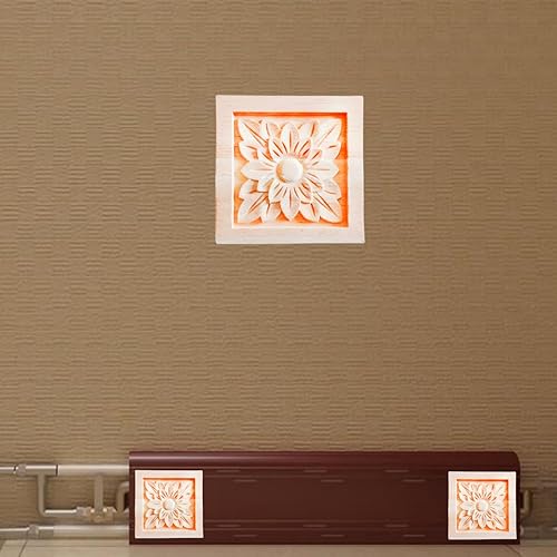 Miniatura 5 de BSYMDH 4 piezas de apliques tallados de madera tallados Onlays tallados a cuadros de madera cuadrada para puerta de cama, armario, espejo, chimenea,