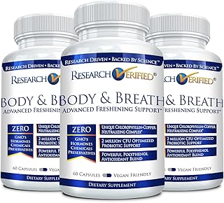 Research Verified Body & Breath Natural Deodorant & Freshener - Bad Breath & Body Odor Supplement - 60 Count (3 Months Supply)