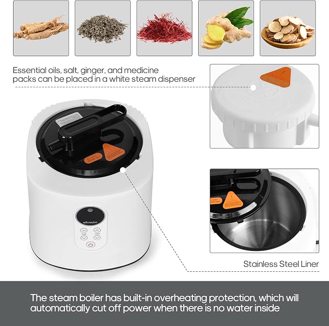 Sauna de vapor portátil con Bluetooth, 4L, control, saco y silla miniatura 4